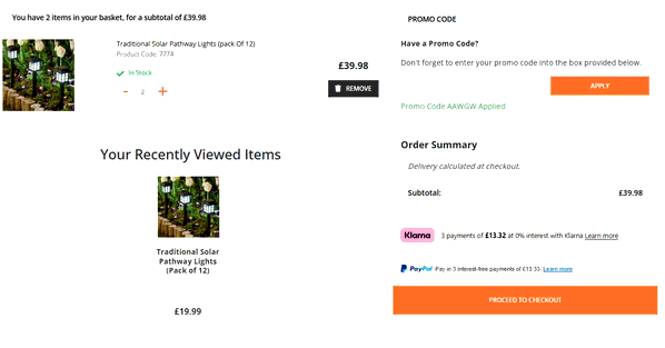 Easylife shopping basket screenshot