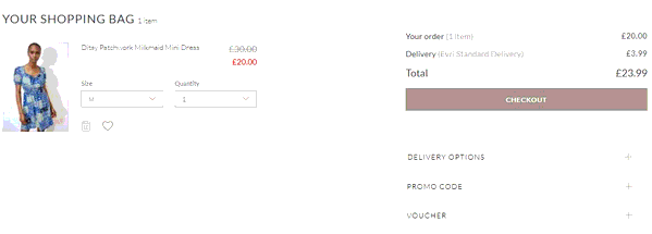 Apricot shopping basket screenshot