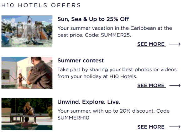 H10 Hotels shopping basket screenshot