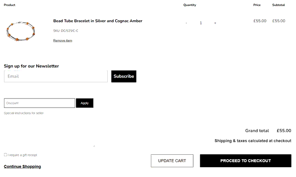 Henryka shopping basket screenshot