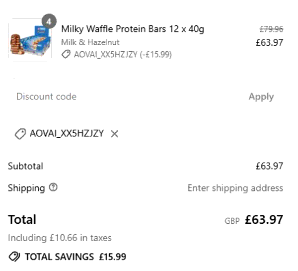 Maxi Nutrition shopping basket screenshot