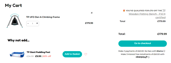 TP Toys shopping basket screenshot