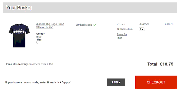 Masdings shopping basket screenshot