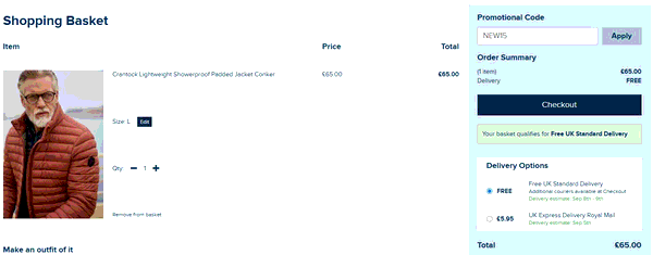 Weird Fish shopping basket screenshot