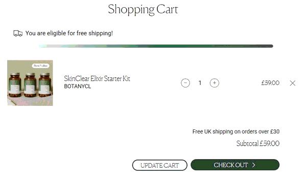 Botanycl shopping basket screenshot