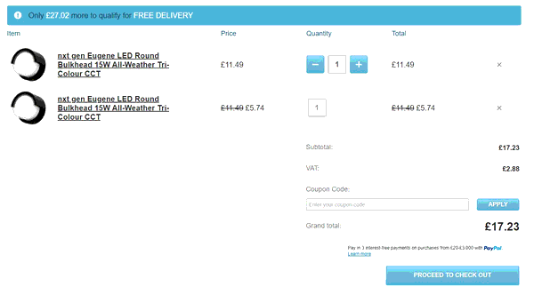 Lightbulbs Direct shopping basket screenshot