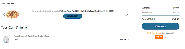 Parrot Essentials shopping basket screenshot