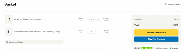 Coffee Friend shopping basket screenshot