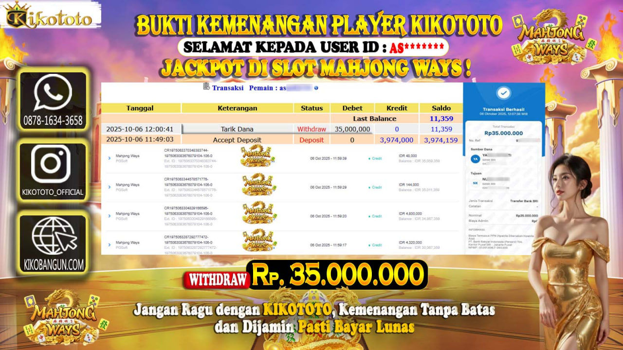 LAGI - LAGI !! MENANG BESAR DI MAHJONG WAYS  SEBESAR Rp 50.500,000 LANGSUNG DAN TANPA BASA BASI DI BAYAR KIKOTOTO !!!