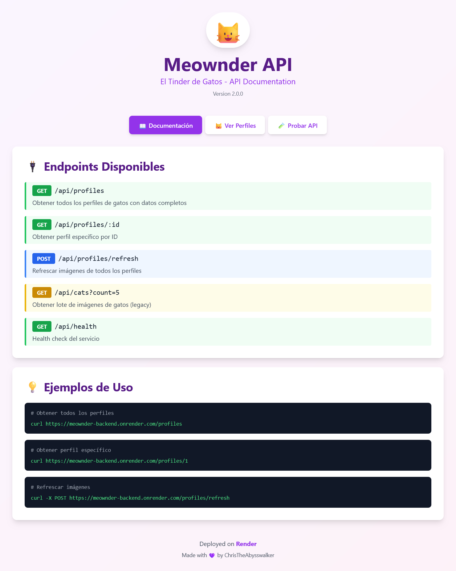 Meownder API Dashboard
