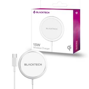 BLACKTECH 15W 2in1 Magnetic + Normal Qi Wireless Charger White