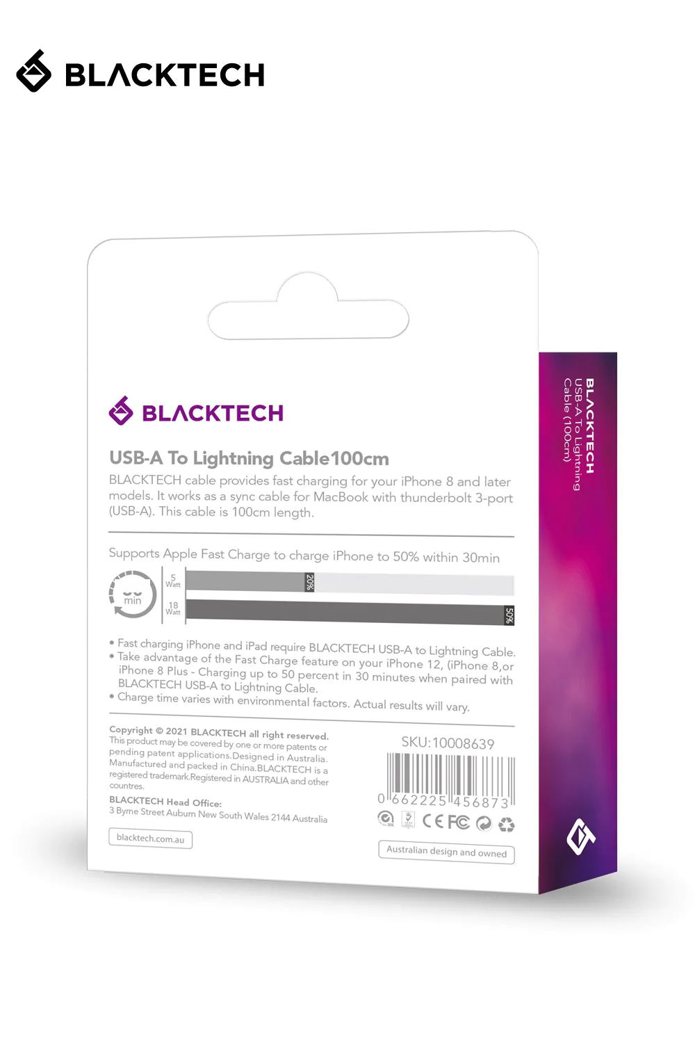 blacktech usb a to lightning cabel(100)