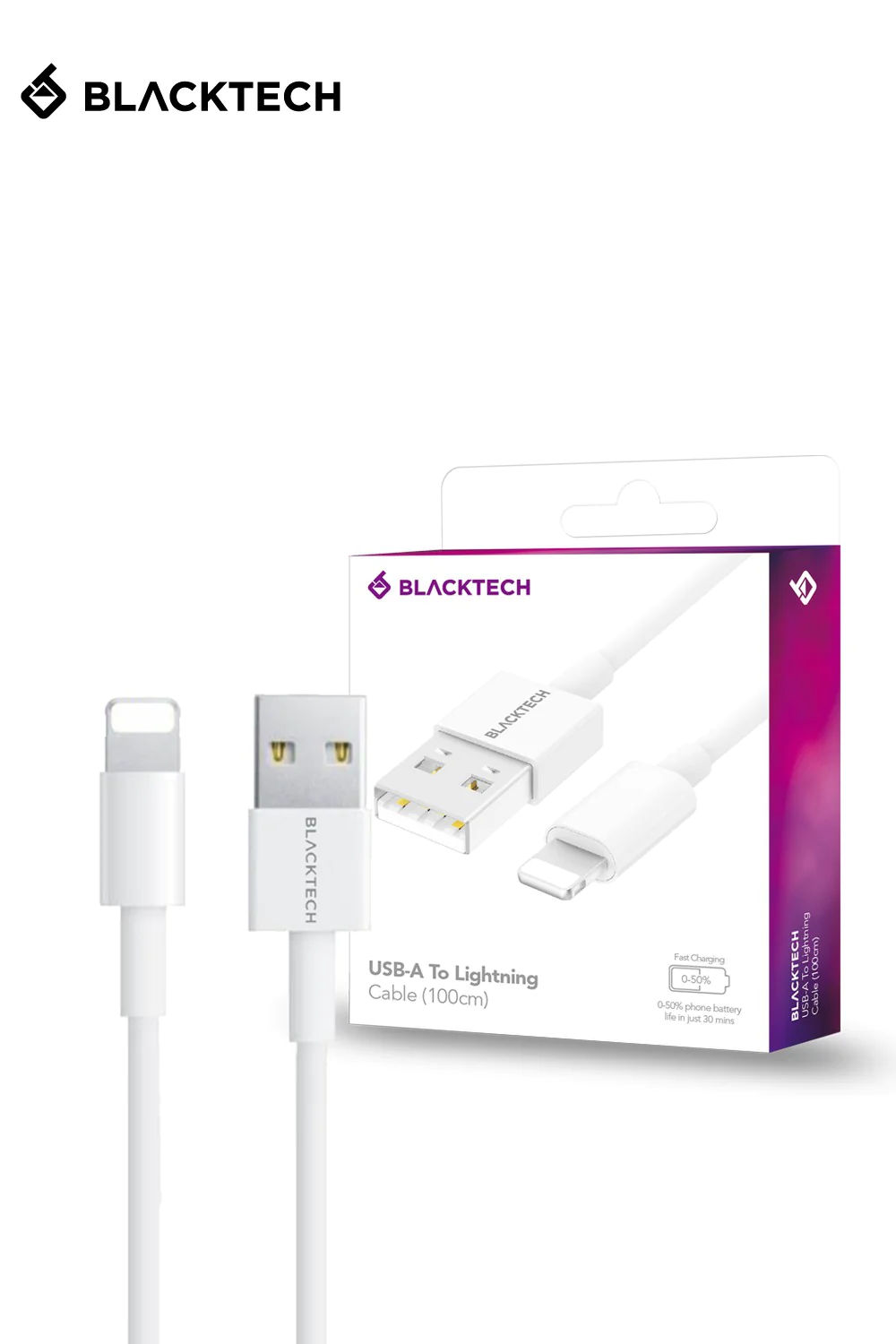 blacktech usb a to lightning cabel(101)