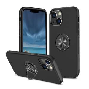 Magnetic Ring Holder Shockproof Cover Case for iPhone 14 - Black