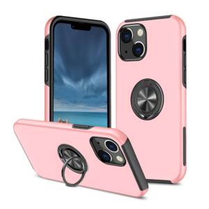 Magnetic Ring Holder Shockproof Cover Case for iPhone 14 - Pink