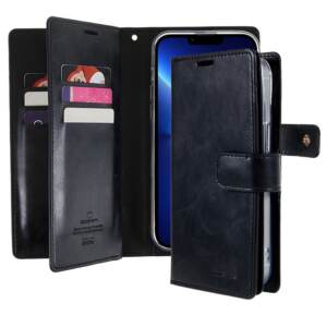 Mercury Mansoor Diary Cover Case for iPhone 15 Pro Max - Black