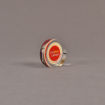 Angle view of 2 1/2" circle acrylic embedment with full color image