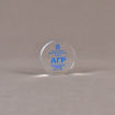 Front view of 3" circle acrylic embedment with blue image