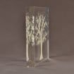 Side view of 7" square acrylic embedment award with Tree of Life cast into crystal clear acrylic.