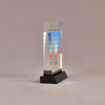 Side view of 3 1/2" x 5" rectangle acrylic embedment award with maximum results graph cast into acrylic.