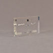 Angle view of 3 1/2" x 6" rectangle acrylic embedment award with anodes & diodes cast into clear acrylic.