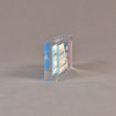 Side view of 3 1/2" x 7" rectangle acrylic embedment award with Ticketmaster ticket cast into crystal clear acrylic.