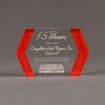 Front view of ColorCast™ 7" Edges Acrylic Award with red color highlight showing trophy laser engraving.