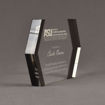 Side view of ColorCast™ 9" Edges Acrylic Award with transparent grey color highlight showing trophy laser engraving.