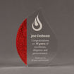 Front view of ColorCast™ 8" Flame Acrylic Award with red glitter color highlight showing trophy laser engraving.