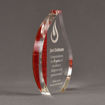 Side view of ColorCast™ 8" Flame Acrylic Award with red glitter color highlight showing trophy laser engraving.