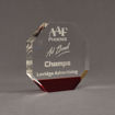 Angle view of ColorCast™ 6" Octagon Acrylic Award with transparent burgundy color highlight showing trophy laser engraving.