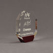 Side view of ColorCast™ 6" Octagon Acrylic Award with transparent burgundy color highlight showing trophy laser engraving.