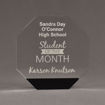 Front view of ColorCast™ 7" Octagon Acrylic Award with black color highlight showing trophy laser engraving.