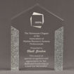 Front view of ColorCast™ 9" Pillars Acrylic Award with silver glitter color highlight showing trophy laser engraving.