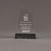 Front view of ColorCast™ 6" Apex Acrylic Award with black glitter color highlight showing trophy laser engraving.