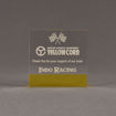 Front view of ColorCast™ 5" Square Acrylic Award with transparent yellow color highlight showing trophy laser engraving.