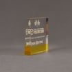 Side view of ColorCast™ 5" Square Acrylic Award with transparent yellow color highlight showing trophy laser engraving.