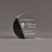 Front view of Composites™ 5" Circle Acrylic Award with Sanded Black Onyx Staron® accent showing trophy laser engraving.