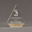 Front view of Composites™ 7" Peak Acrylic Award with Aspen Brown Staron® accent showing trophy laser engraving.