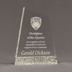 Front view of Composites™ 8" Apex Acrylic Award with Platinum Grey Staron® accent showing trophy laser engraving.