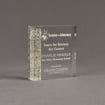 Angle view of Composites™ 5" Square Acrylic Award with Platinum Grey Staron® accent showing trophy laser engraving.