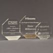 Three Composites™ Octagon Acrylic Awards grouped showing Staron® Sanded White Pepper, Aspen Brown and Platinum Grey accent options.