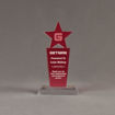 Front view of Lucent™ 8" Brilliant Acrylic Award with translucent cardinal color highlight showing trophy laser engraving.