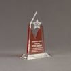 Angle view of Lucent™ 8" Luminous Acrylic Award with translucent tangerine color highlight showing trophy laser engraving.