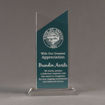 Front view of Lucent™ 10" Candescent Acrylic Award with translucent azure color highlight showing trophy laser engraving.