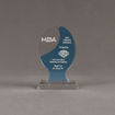 Front view of Lucent™ 6" Glow Acrylic Award with translucent azure color highlight showing trophy laser engraving.