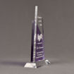 Side view of Lucent™ 10" Lustrous Acrylic Award with translucent cardinal color highlight showing trophy laser engraving.