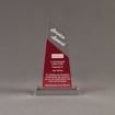 Front view of Lucent™ 8" Lustrous Acrylic Award with translucent cardinal color highlight showing trophy laser engraving.