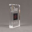 Side view of Allure™ 7" x 9" Acrylic Entrapment Award with studio film clip of Babe movie sandwiched inside two pieces of crystal clear acrylic.