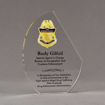 Front view of 8" Aspect™ Crescent Acrylic Award featuring full color printed border patrol logo and text.